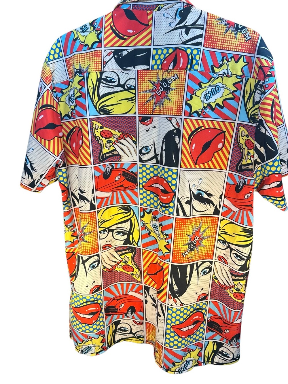 Oh Snap Drill Clothing Mens Size L Colorful Comic Cartoon Preworn Button Front - Picture 3 of 8